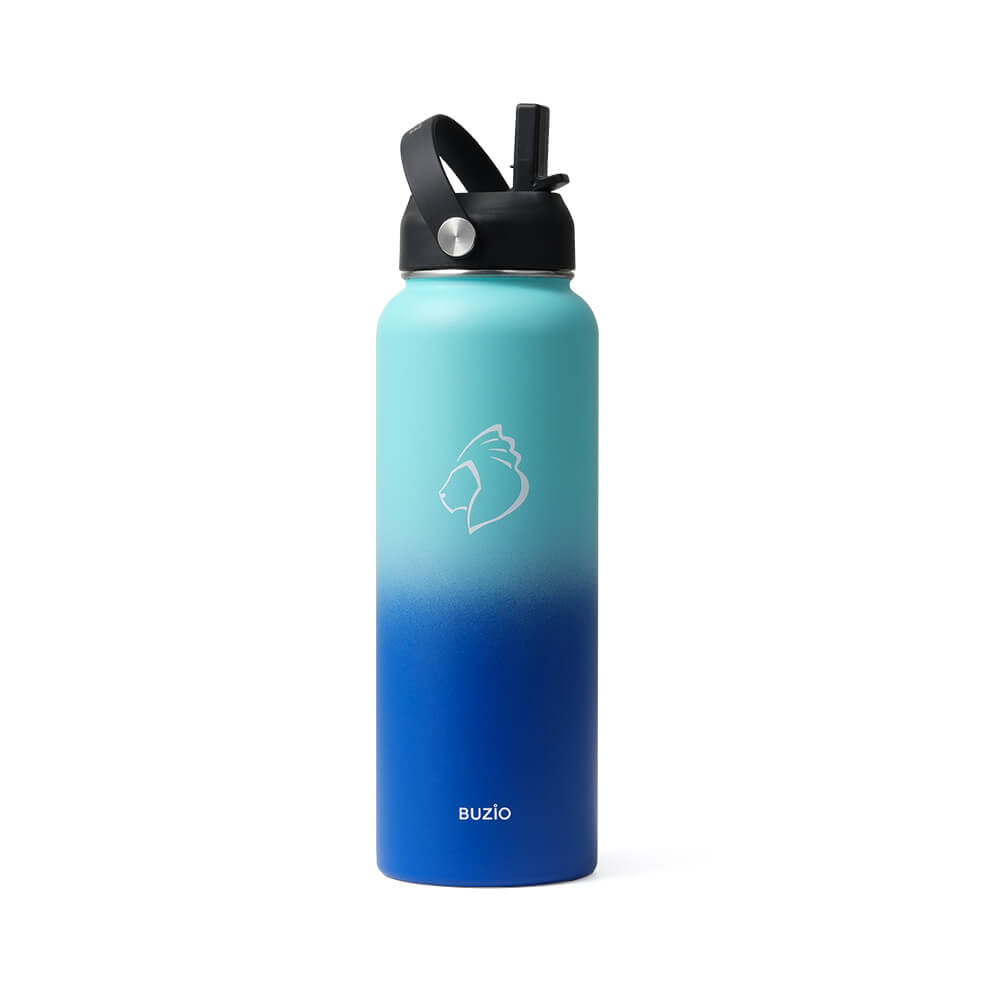 BUZIO Double Wall Stainless Steel Sports Water Bottle, BPA-Free Flex Cap  and Straw Lid, 40 Ounces, Pacific Dream - All4Hiking.com