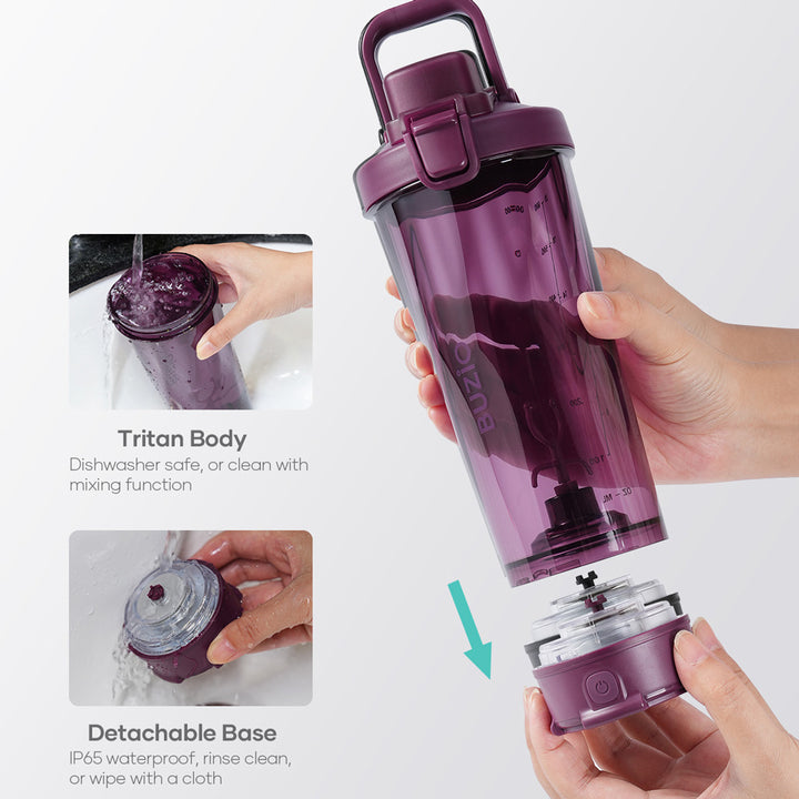 Gym Water Bottles - 24 oz. Shaker-Bottle w/ Mixer & Handle